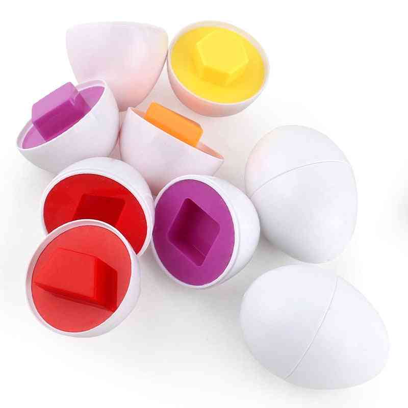 6stk / sæt parring af smarte ægmontering - geometrisk & symbolform / farvetilpasning lærende pædagogisk børnelegetøj