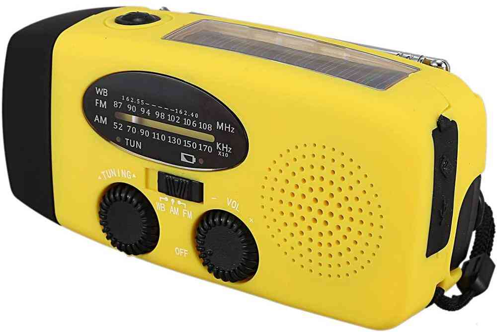 Notfall tragbar bin FM Radio Power Bank, Handkurbel selbst angetriebene Solarradios mit 3 LED-Taschenlampe - schwarz