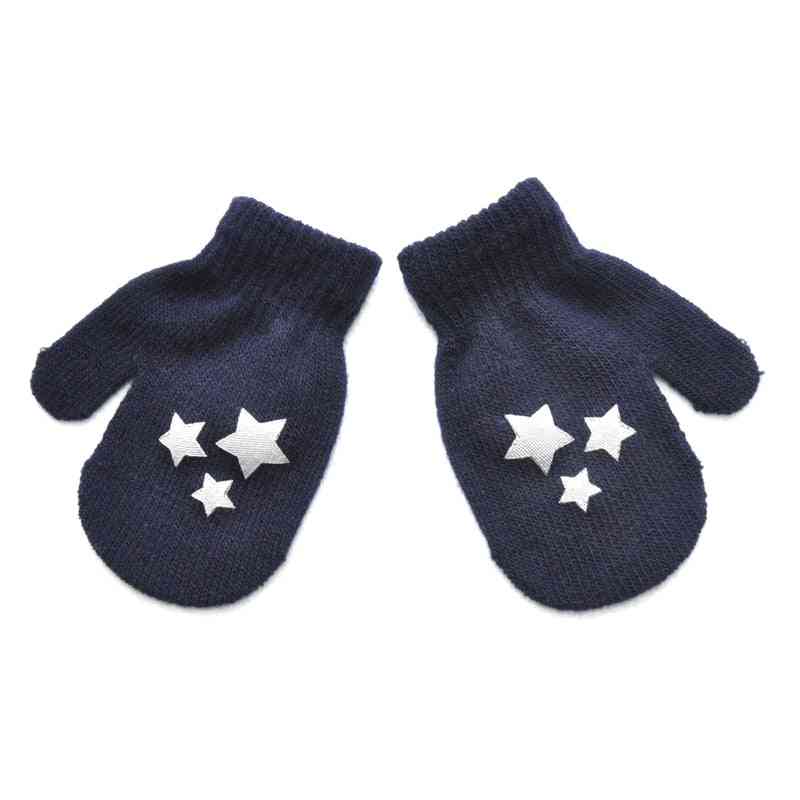 Heart Knitted Gloves- For Newborn With Cartoon Star Decor