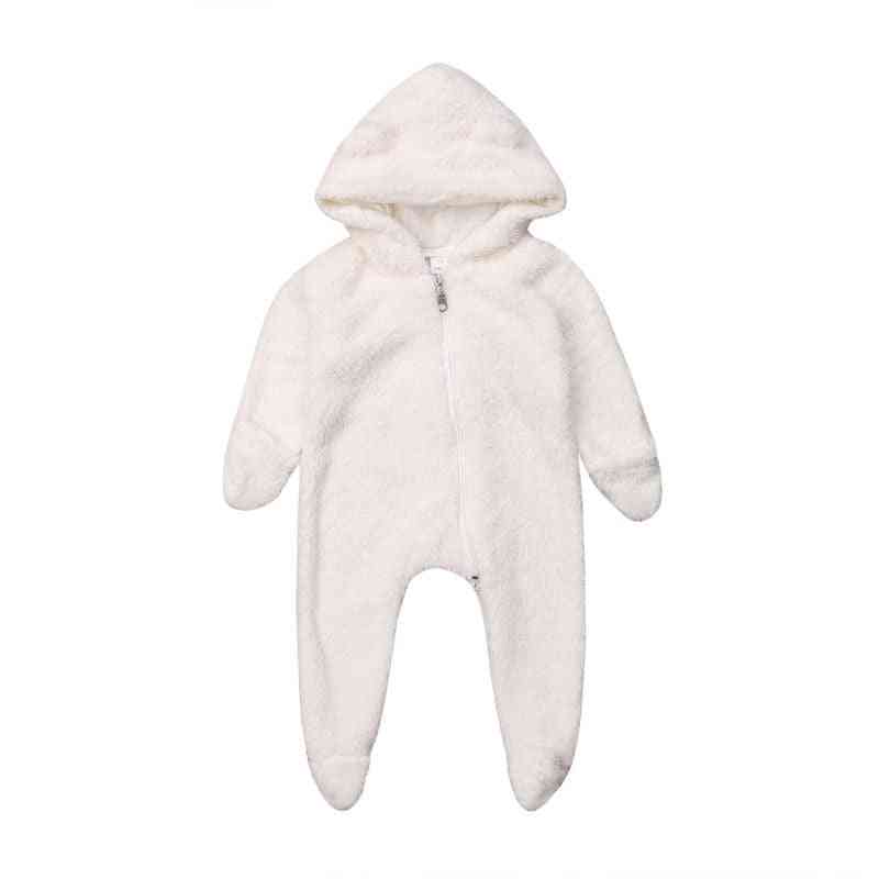 Pudcoco Cute Style - Newborn Baby Fuzzy Clothes, Hooded Footies Jumpsuit