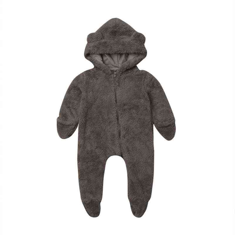Pudcoco Cute Style - Newborn Baby Fuzzy Clothes, Hooded Footies Jumpsuit