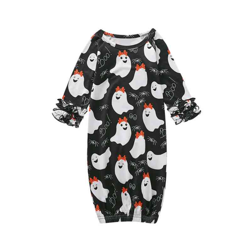Ghost Printed, Long Sleeve Nightgowns For Babies