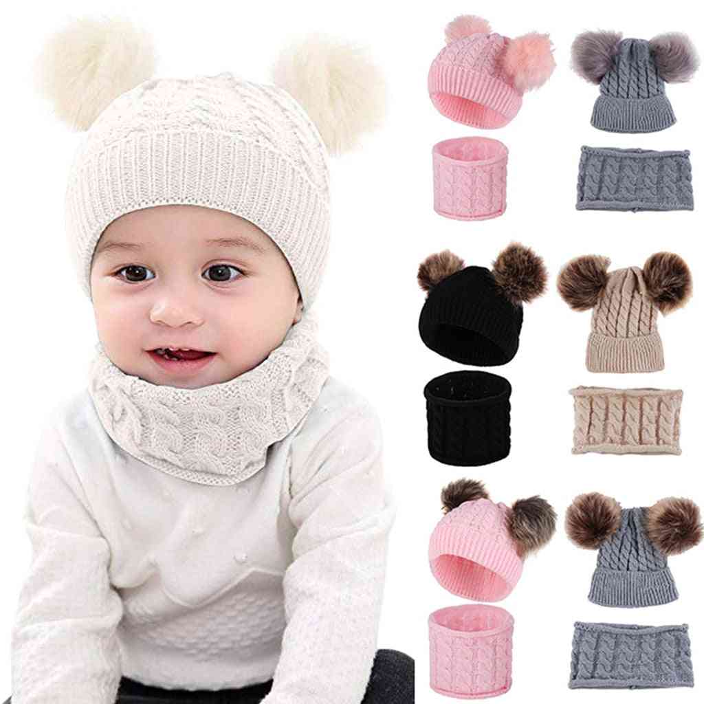 Novorodenecké chlapčenské / dievčenské zimné teplé pletené háčkované čiapočky, čiapky a šály