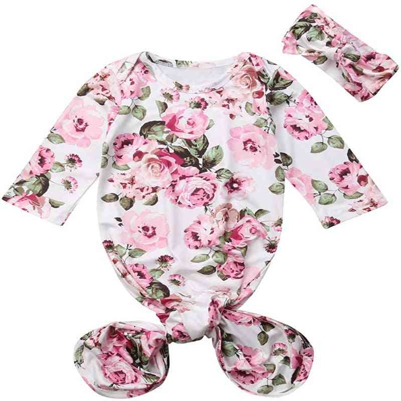 Moda imprimeu floral bebeluși fete băieți înveliți pătură nou-născut sac de dormit pentru bebeluși bandă de păr