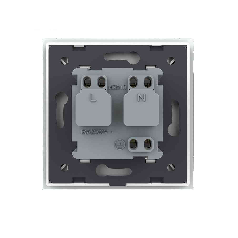 110 ~ 250V, 16A EU standaard glazen paneel stopcontact - wit