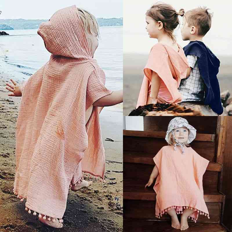 Baby Girl Long Cape, Hooded Tassel Cloak Poncho Jumper Clothes
