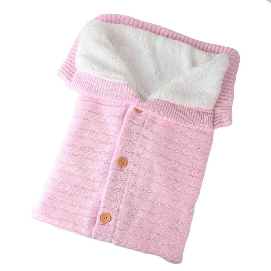 Newborn Baby Woolen Sleeping Bag, Stroller Knitted Sleep Sack Swaddle
