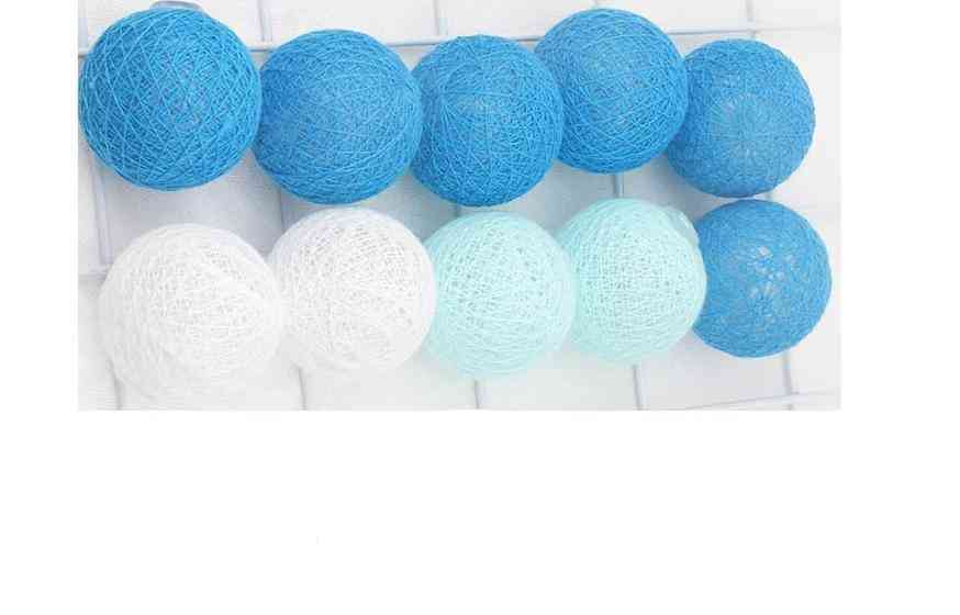 Guirlande de boules de coton 4cm fée bleue - décoration de mariage jardin extérieur - lumière bleue / blanche / 1.5m 10 (batterie)