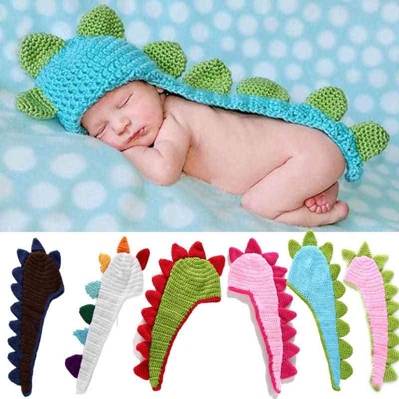 Nouveau-né bébé accessoires de photographie accessoires chapeau de dinosaure matériau souple tricoté garçon fille photos costumes tenue - rose1