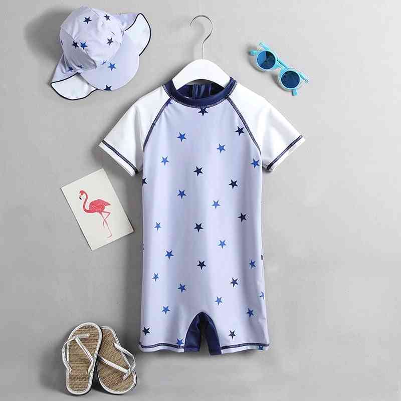 Baby Boy Swimwear - Uv Protect Infant Bathing Suit, Shark Dinosaur Anchor Short Sleeve's