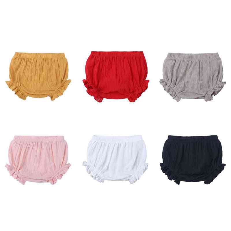 Pantalones cortos de algodón para bebés recién nacidos de verano de color liso para niña de lino, pantalones - negro / 9m