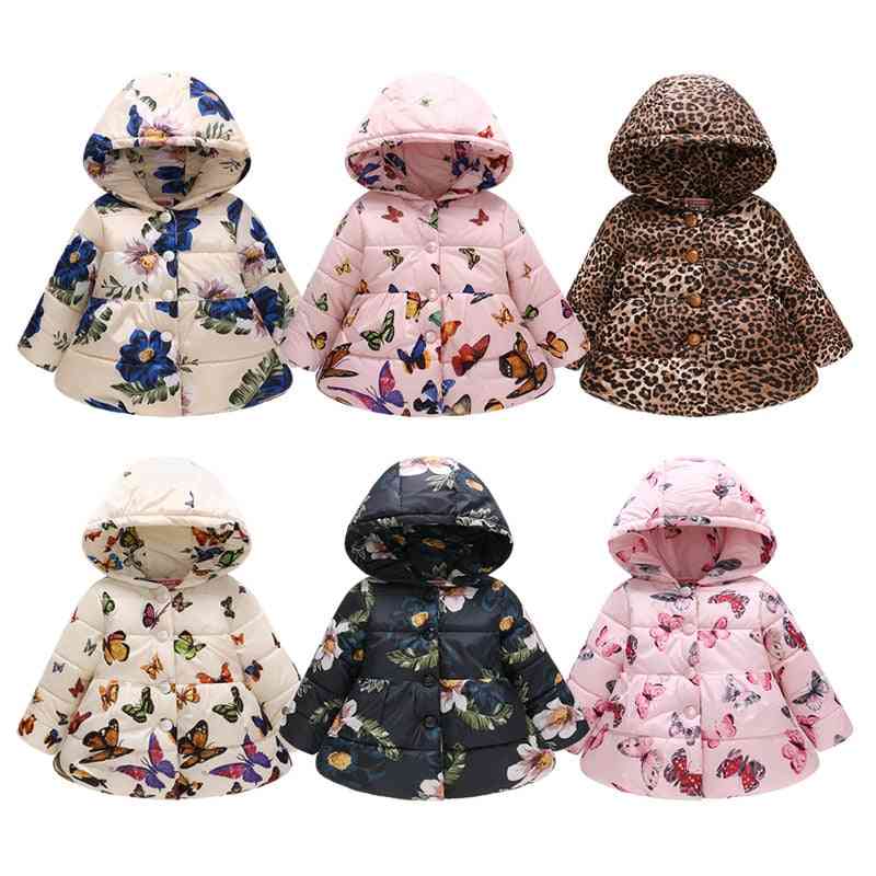 Baby Jackets Clothing Autumn Kids Hooded Coats - Winter Toddler Warm Cotton Flower Outerwear