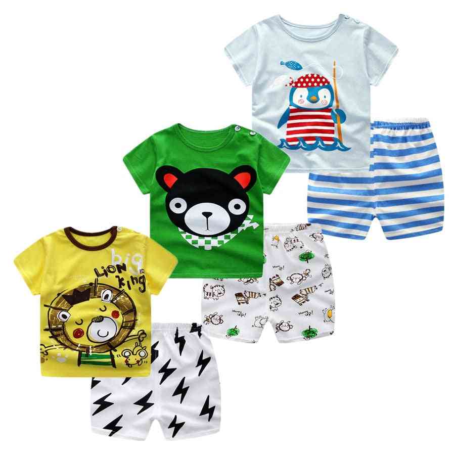 Ljetni kratki rukav, majice s printom iz crtića i kratki set za bebe