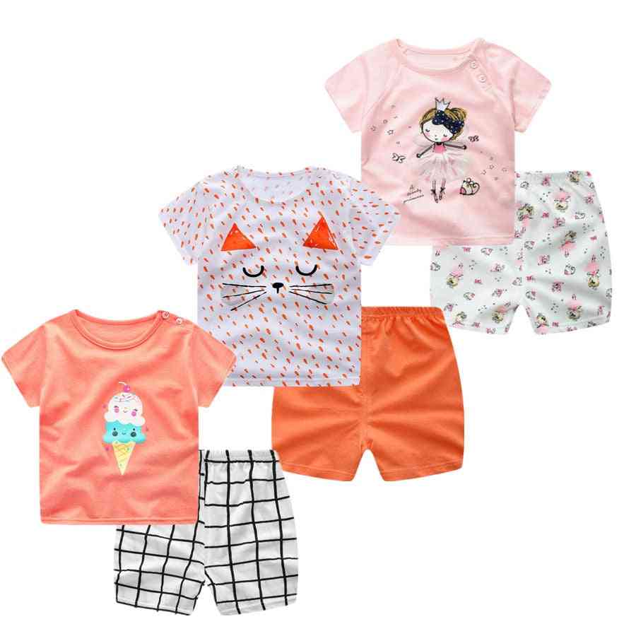 Poletne kratke rokave, risane majice s kratkimi rokavi in kratek komplet za dojenčke