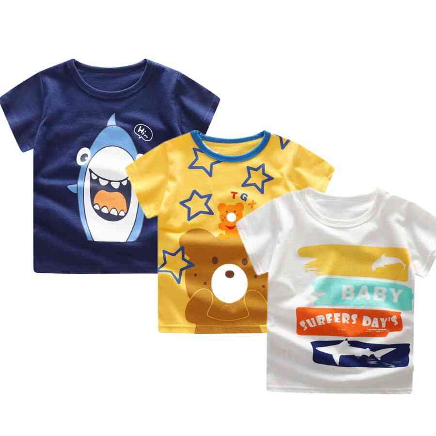 Summer Short Sleeve, Cartoon Printed T-shirts And Short Set For Babies