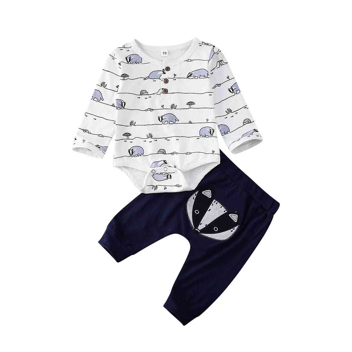 Bebé niño / niña, tops con estampado de zorro, pantalones largos, trajes, ropa