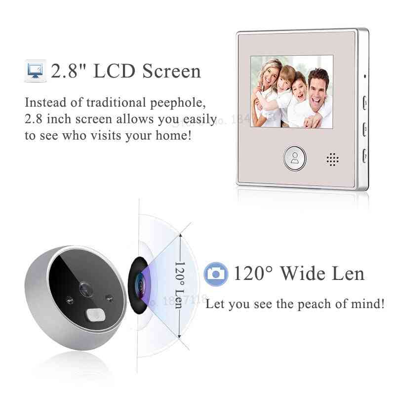 2.8 Inch Lcd Screen- Door Camera With 120 Degree Wide Angle And Ir Night Led