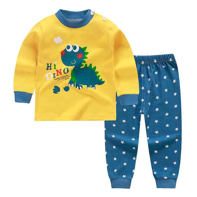 Cartoon Print Baby Pajamas Sets Sleepwear Autumn Spring Winter Long Sleeve Tops+pants