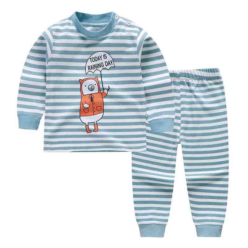 Tegneserie print baby drenge piger pyjamas sæt nattøj efterår forår vinter langærmede toppe + bukser - p43 / 12m