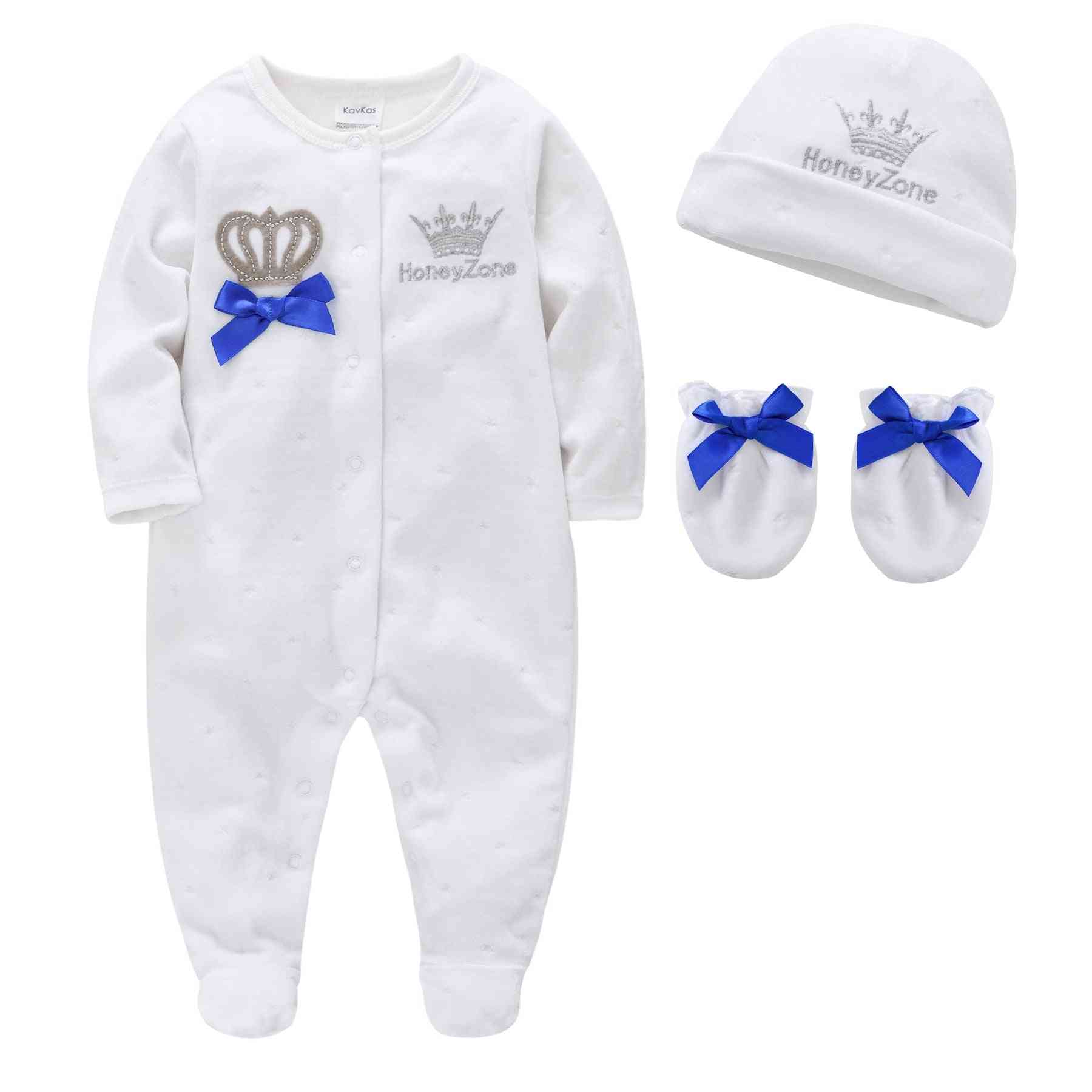 Boy Pijamas Fille With Hats Gloves, Cotton Breathable Soft Rope Newborn Sleepers