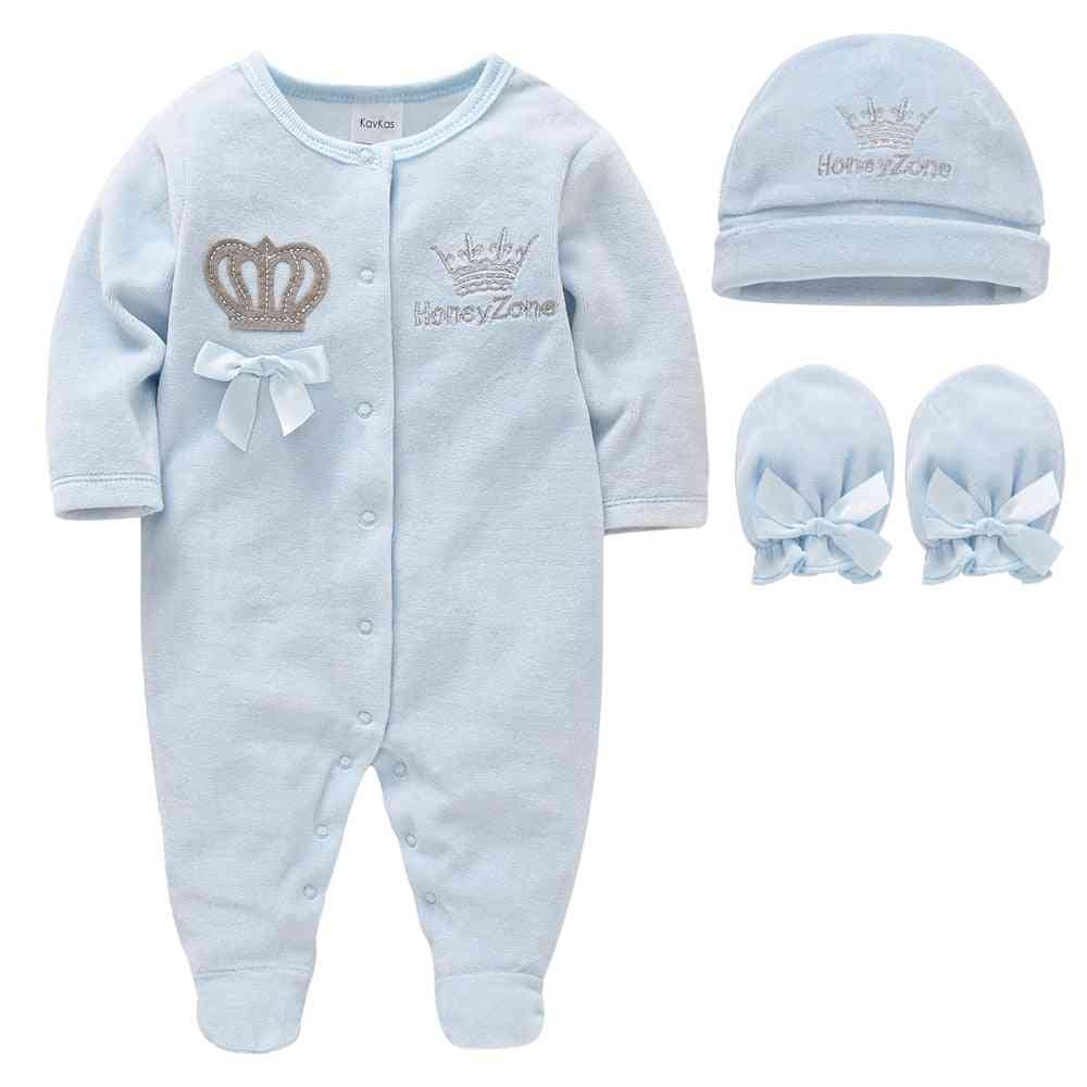 Boy Pijamas Fille With Hats Gloves, Cotton Breathable Soft Rope Newborn Sleepers
