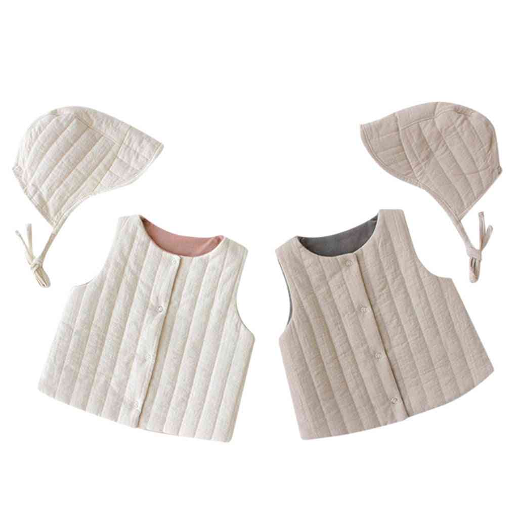 Diseño de dos caras bebé niños chaleco de invierno abrigo espesar outwear chaqueta + sombrero ropa para recién nacidos - gris / 6m