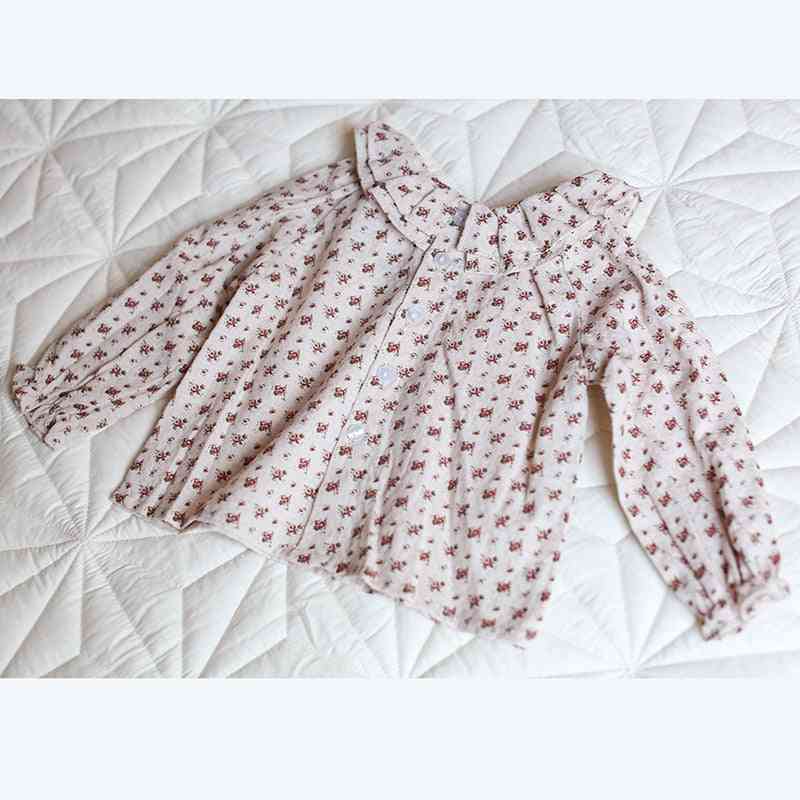 Baby Bluse Frühling Herbst gemütliche Baumwolle Neugeborenen Kinderhemd Langarm Faltenkragen Kinder Outwear - weiß / 6m