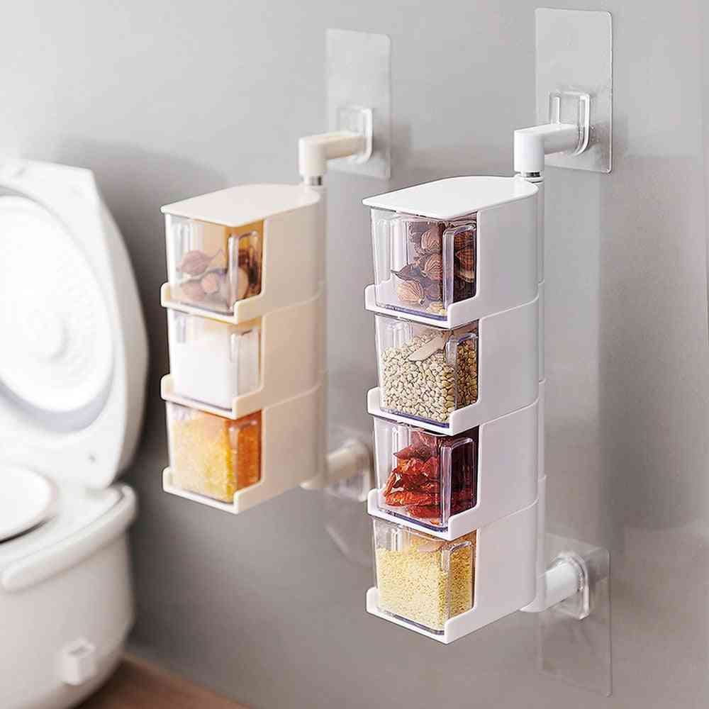 Wall Hanging, Rotating Pulses/spice Storage And Dispenser Boxes