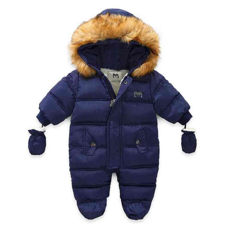 Children Winter Jumpsuit, Fur Hood Snowsuit