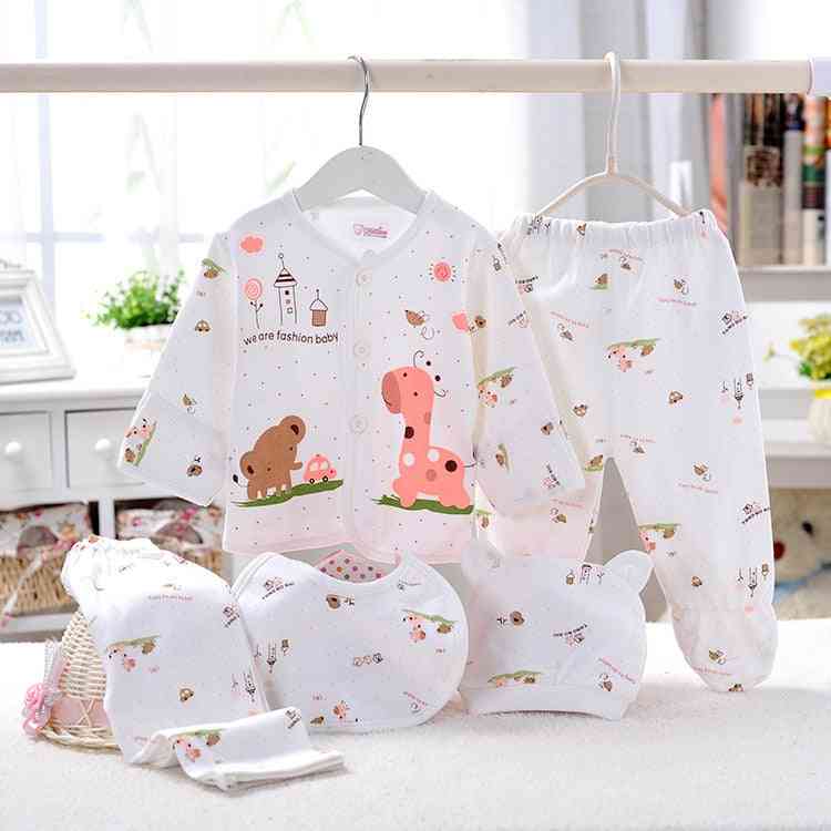 Vastasyntyneen lapsen unisex-vauvanvaatteet eläinkuvioiset alusvaatteet paita ja housut 0-3m