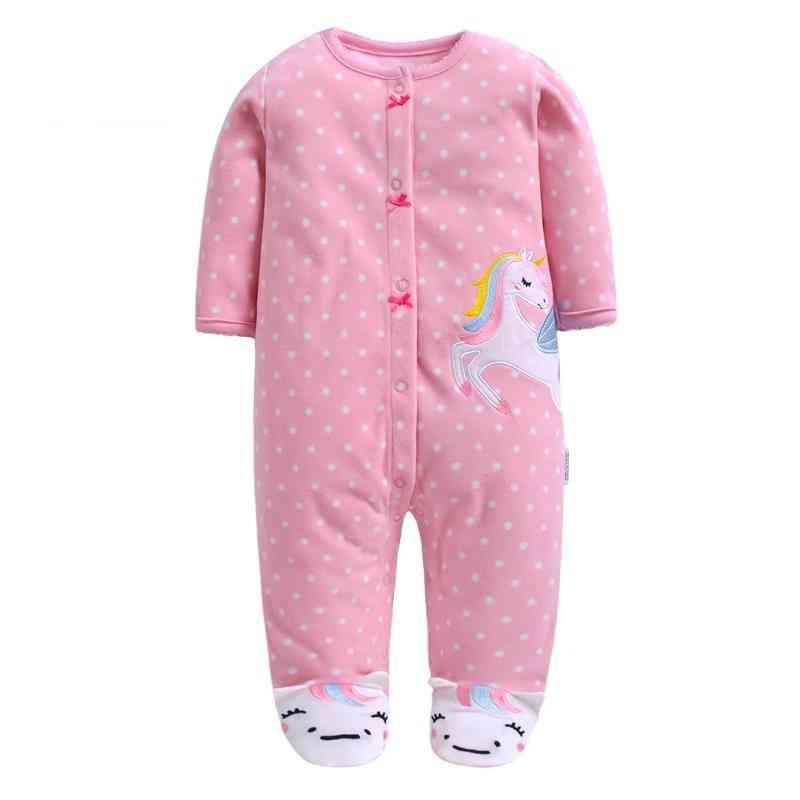 Fashion Unicorn Baby Girl Clothes, Soft Fleece Kids Stay At Home Romper Pajamas
