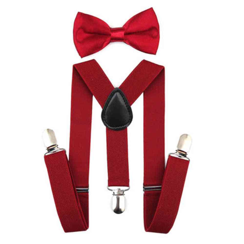 Adjustable Y Back Style, Cotton Butterfly Bowtie And Suspender Set