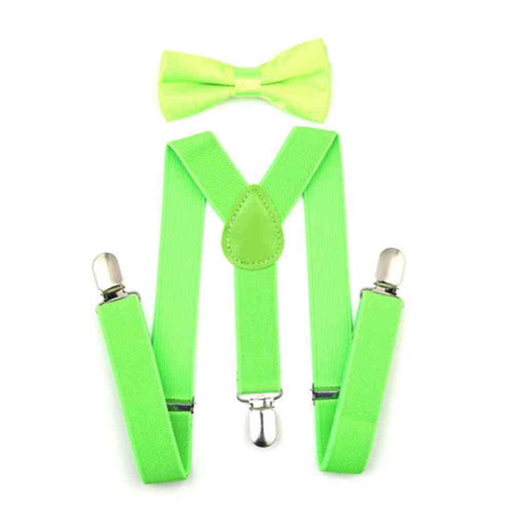 Adjustable Y Back Style, Cotton Butterfly Bowtie And Suspender Set