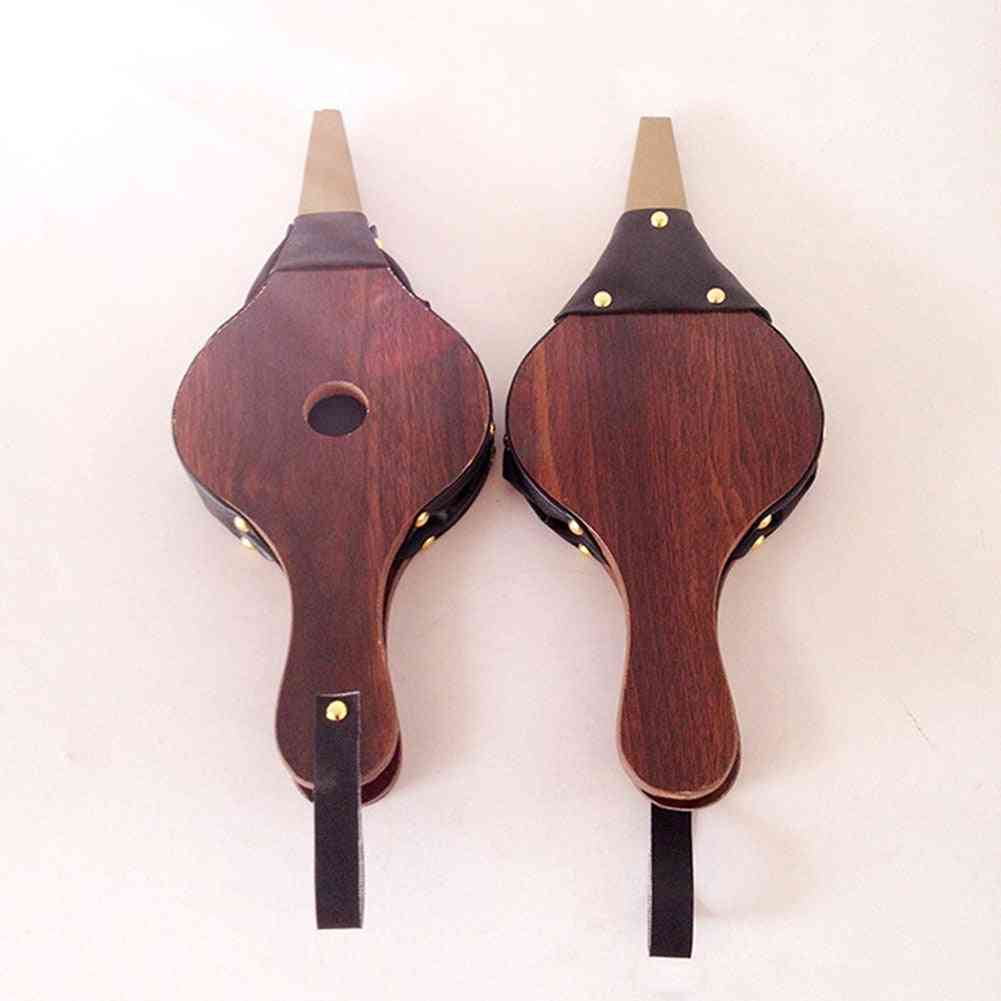 Vintage stijl houten mini hand open haard blower -