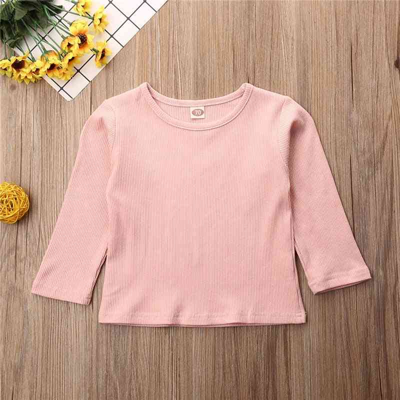 Children T Shirts, Long Sleeve Cotton, With Round Neck