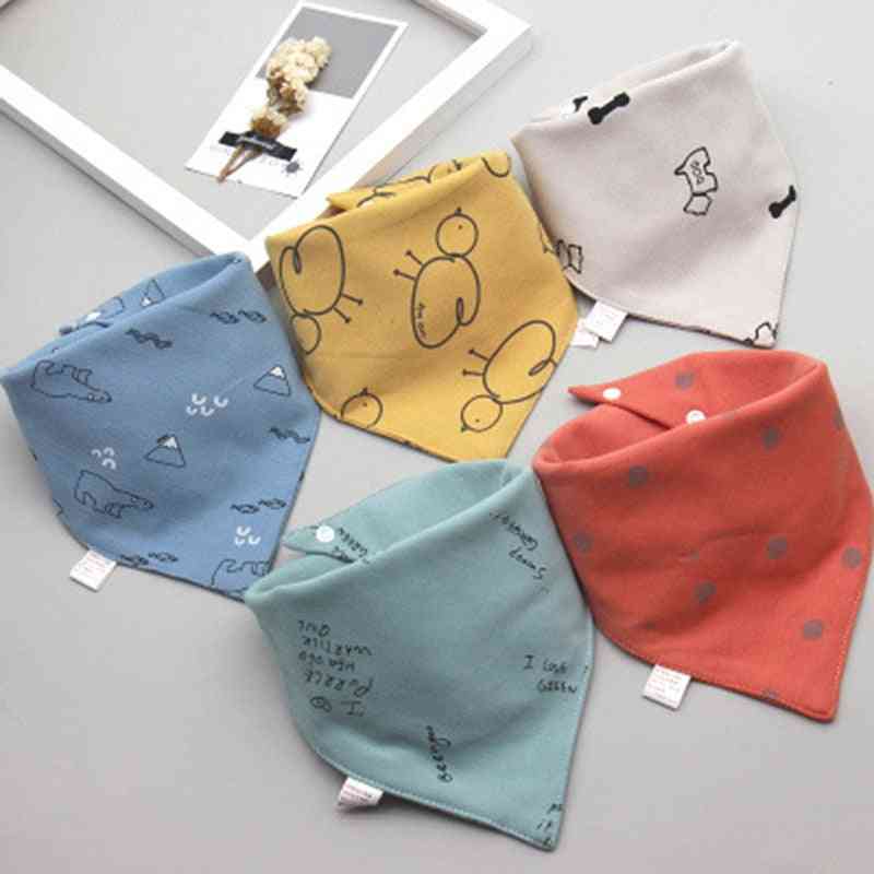 Dziecięce trójkątne podwójne śliniaki bawełniane, 5 części / partia nadruk rysunkowy ślina ręcznik fartuch do karmienia dziecka bawełniane śliniaczki - pisklę psa