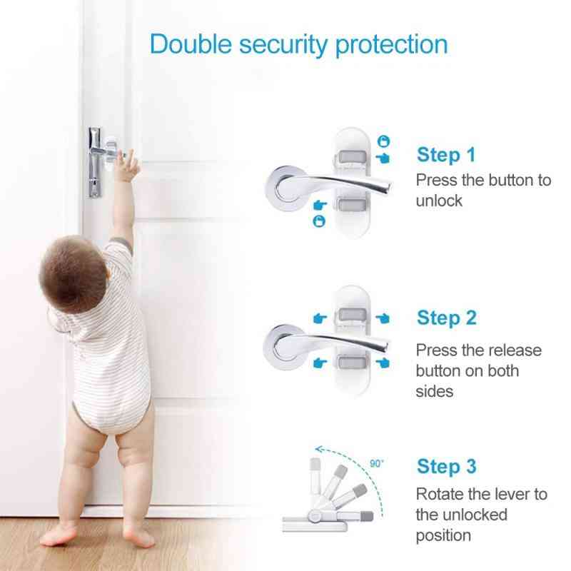 1 pieza / 3 m puerta con cerradura de palanca autoadhesiva, estándar compatible con seguridad para niños, seguridad a prueba de bebés