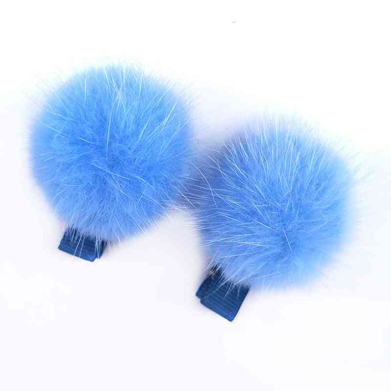 Baby Real Mink Fur Hair Clips