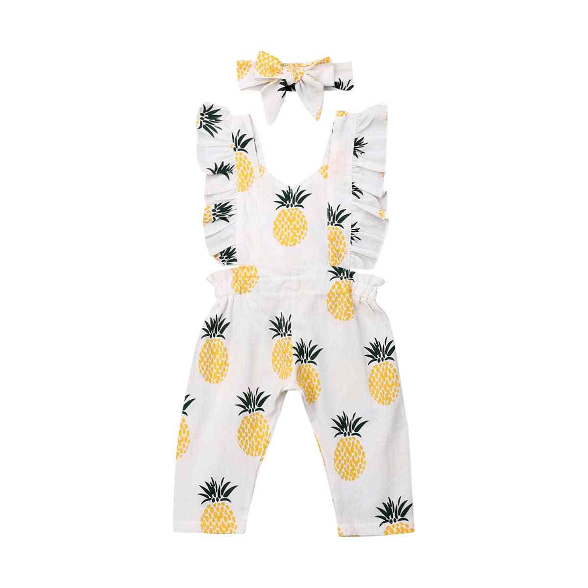 Oblačila za novorojenčke deklice brez rokavov runasti ananas tiskan kombinezon obleke za glavo obleke poletna oblačila