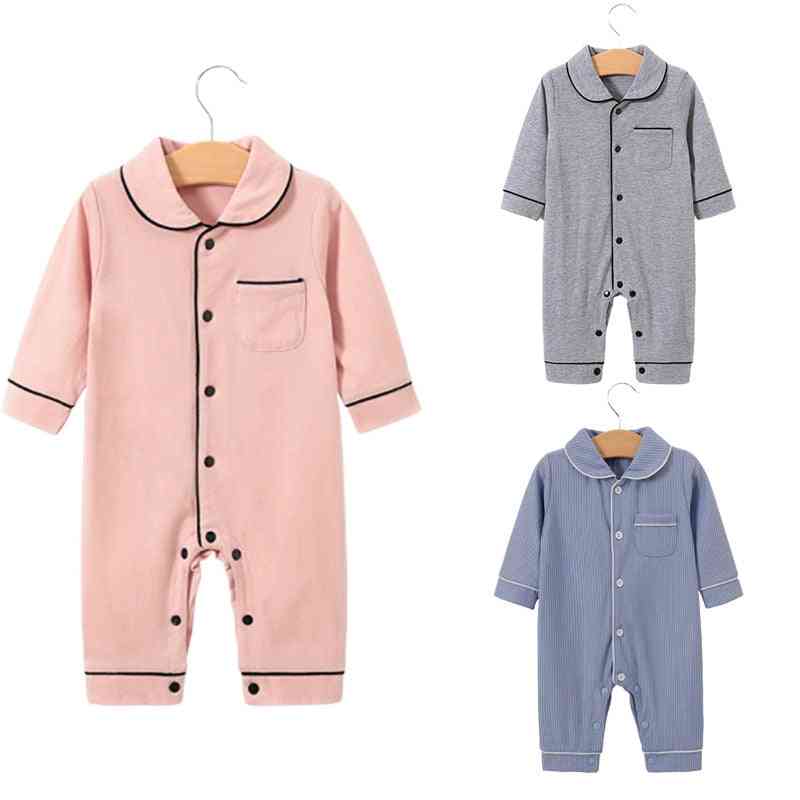бебешки бебешки дрехи за момчета, пълни ръкави плътен комбинезон памук ежедневни дрехи за сън