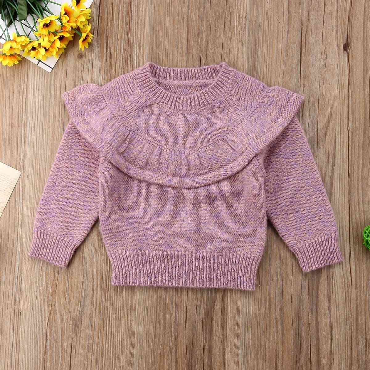 Autumn Winter Newborn Baby Girl Tops Ruffle Knitted Warm Sweater
