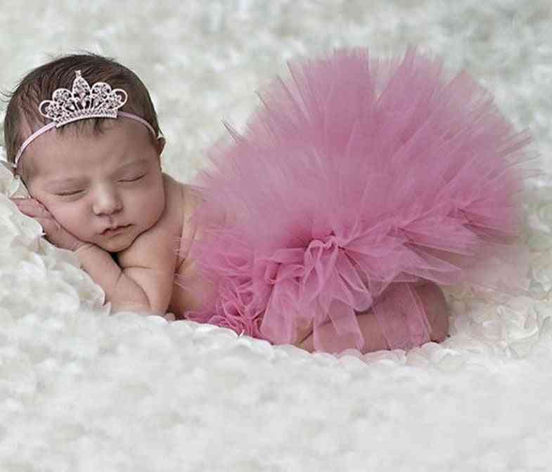 Princess Plum Peacock Feather Skirt With Vintage Headband - Photography Props For Newborn Baby Girl