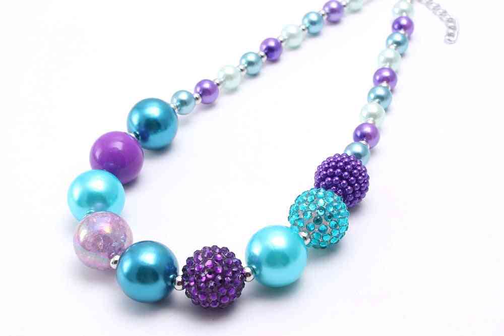 Chunky Bubblegum Beaded Necklace - Adjustable Rope Chain
