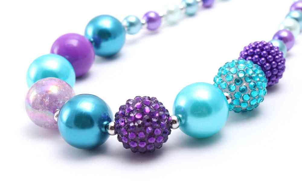 Chunky Bubblegum Beaded Necklace - Adjustable Rope Chain