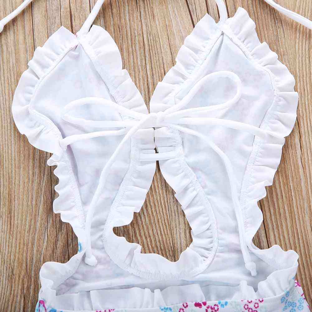 Kinderen meisje bloemen tankini split badmode badpak kostuum badpak zomer strandkleding 1-6 jr