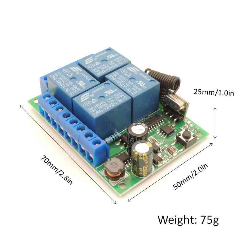 Ac 85v ~ 220v 10amp 2200w 4ch 433mhz RF fjernbetjening switch trådløs relæ modtager controller - 1b