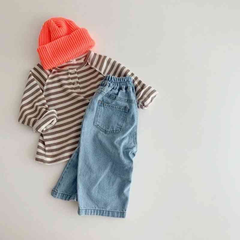 Striped Infant Boys Blouse, Brief Toddler Girls Base Shirt With  Long Sleeve