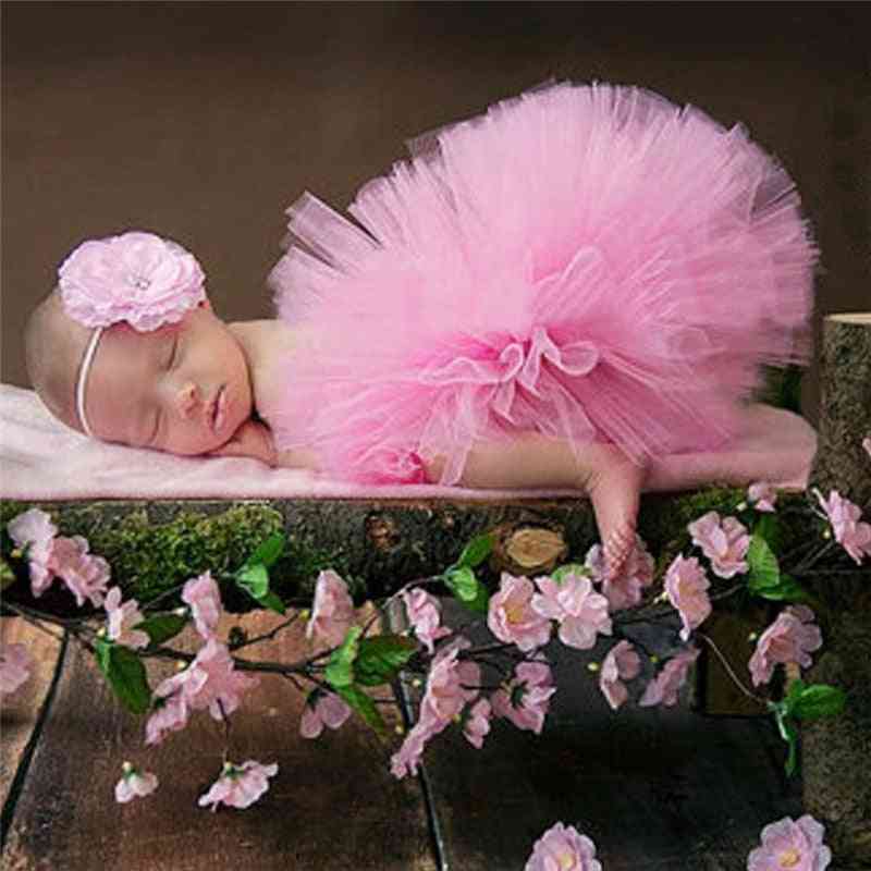 Fustă de fotografie pentru nou-născut cu flori, bandă foto cu recuzită