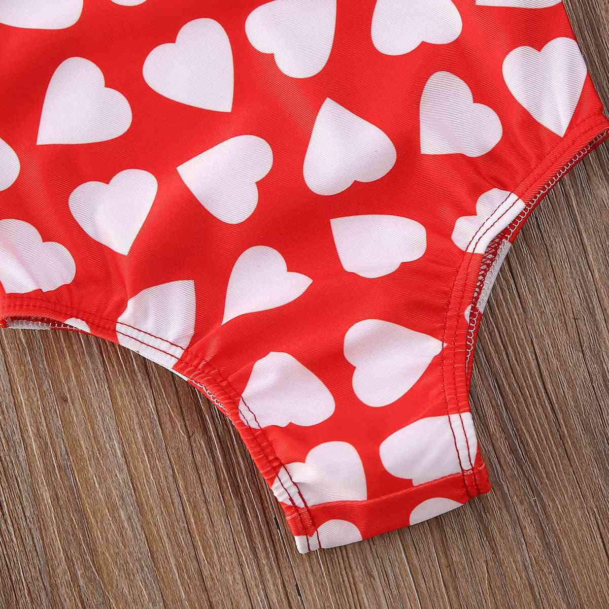 3d Floral Lining And Heart Printed Swimsuit For Baby