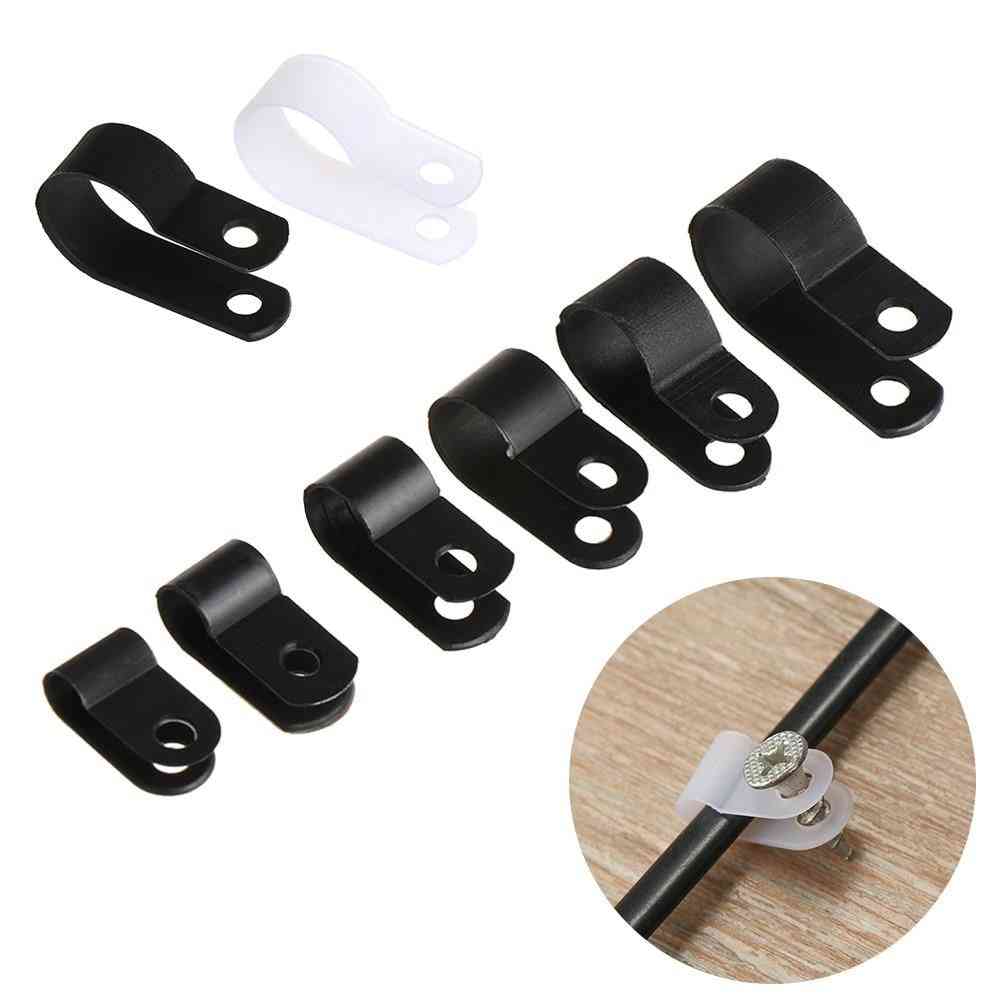 Plastic P-clips, Black Hose Fasteners Cable